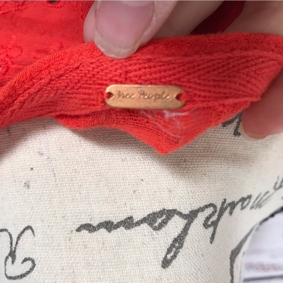 Free People Red wide cuff boho bell sleeve oversized v-neck blouse - Picture 7 of 8